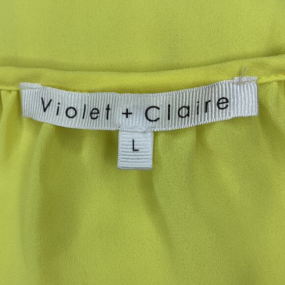 Violet & Claire Top Sleeveless Bright Yellow Tassel Tie Neck Pullover Size L - Picture 7 of 9